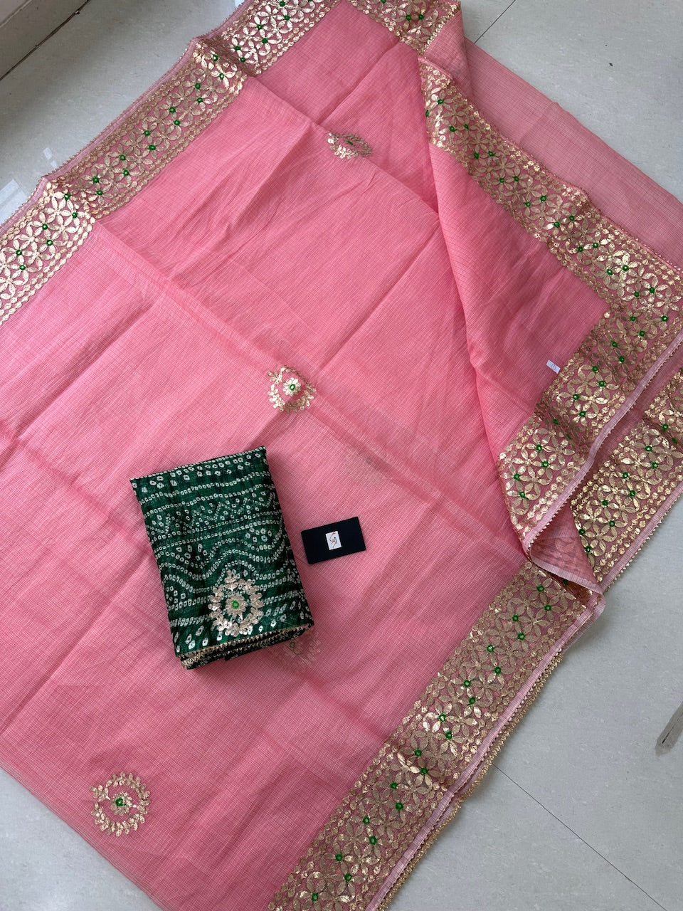 Jaipuri Gota Patti Embroidered Kota Cotton Doria Saree