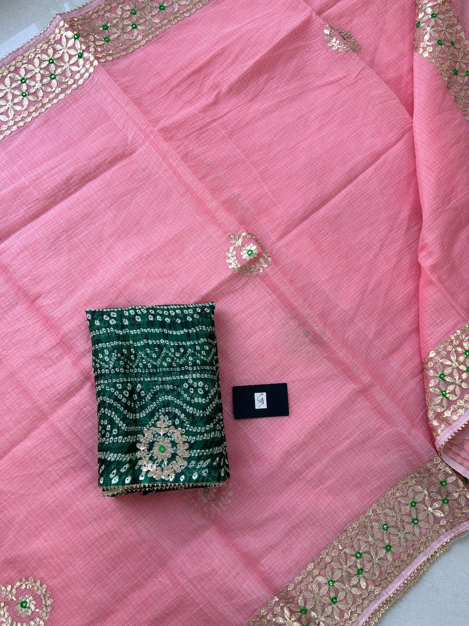 Jaipuri Gota Patti Embroidered Kota Cotton Doria Saree