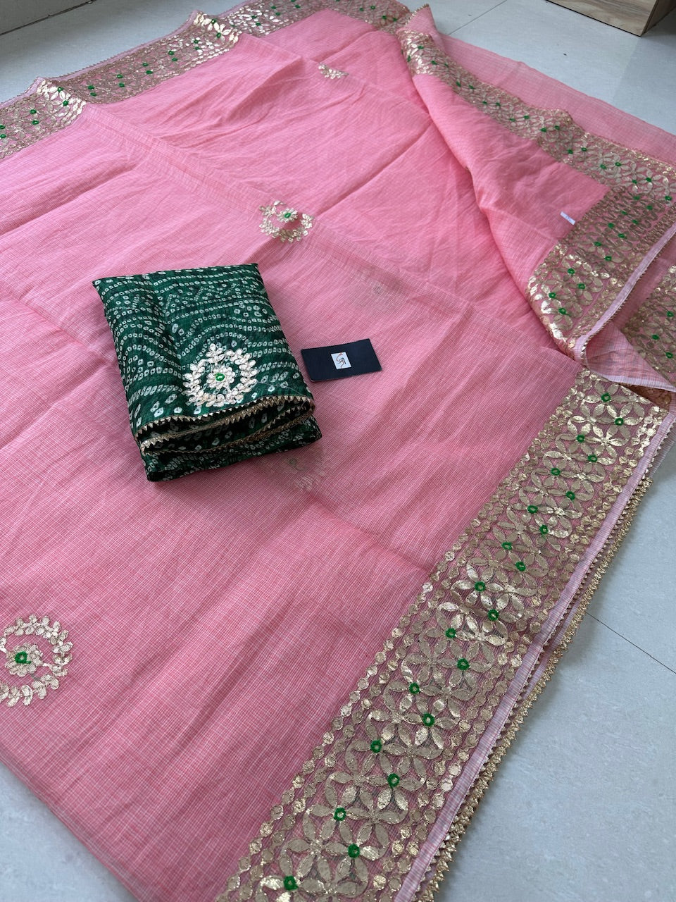 Jaipuri Gota Patti Embroidered Kota Cotton Doria Saree