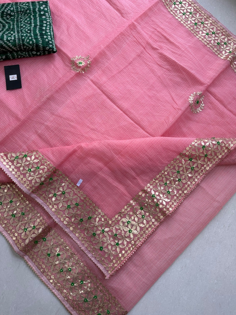 Jaipuri Gota Patti Embroidered Kota Cotton Doria Saree