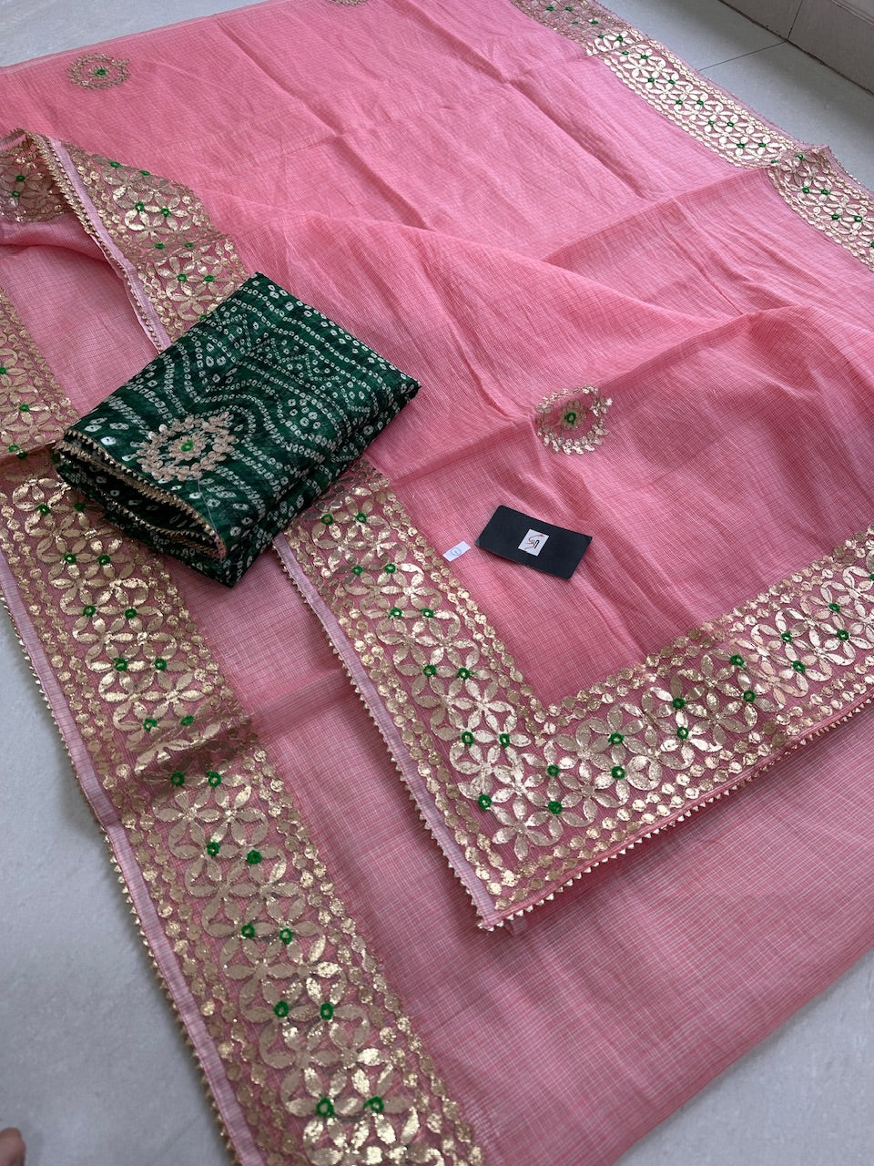 Jaipuri Gota Patti Embroidered Kota Cotton Doria Saree