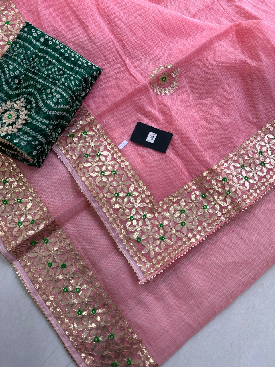 Jaipuri Gota Patti Embroidered Kota Cotton Doria Saree