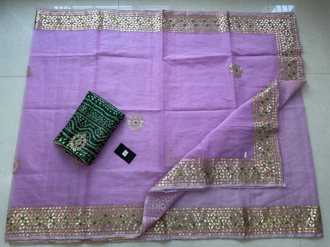 Jaipuri Gota Patti Embroidered Kota Cotton Doria Saree