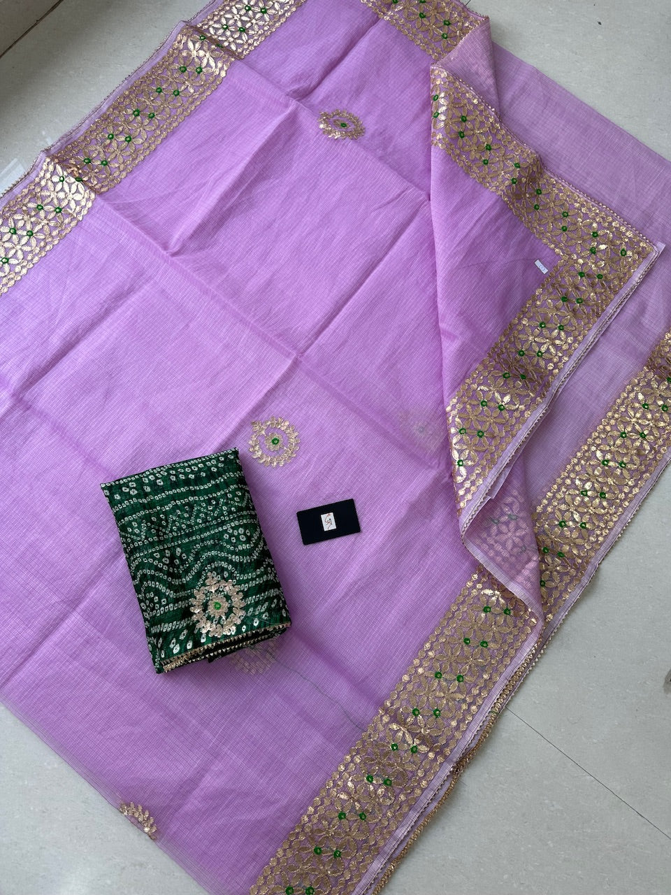 Jaipuri Gota Patti Embroidered Kota Cotton Doria Saree