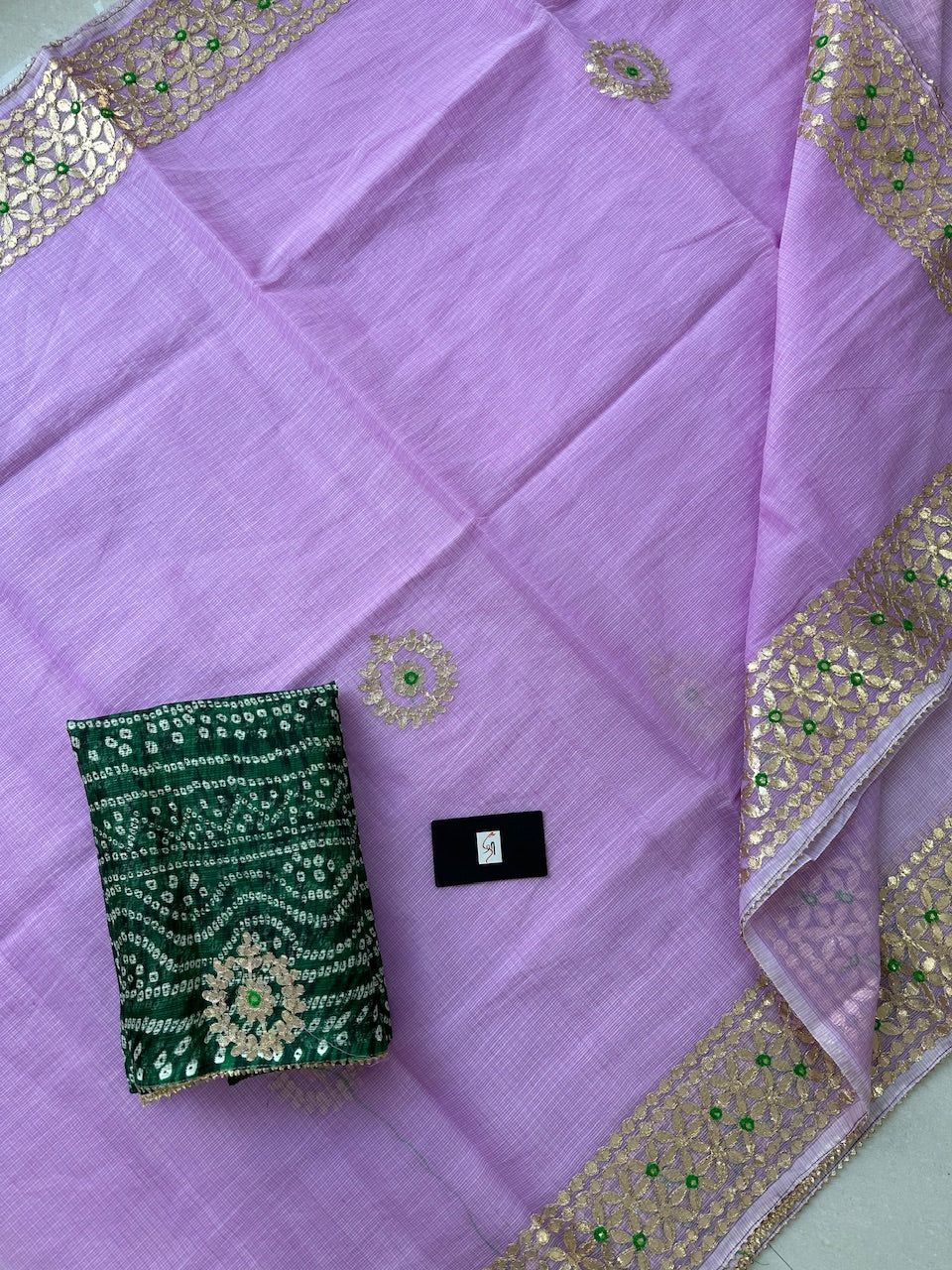 Jaipuri Gota Patti Embroidered Kota Cotton Doria Saree