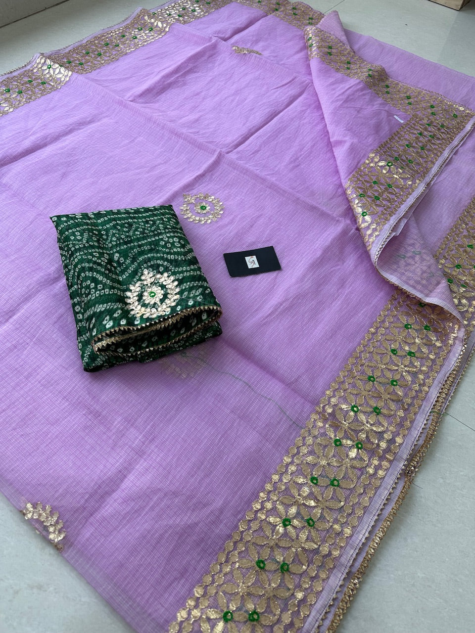 Jaipuri Gota Patti Embroidered Kota Cotton Doria Saree