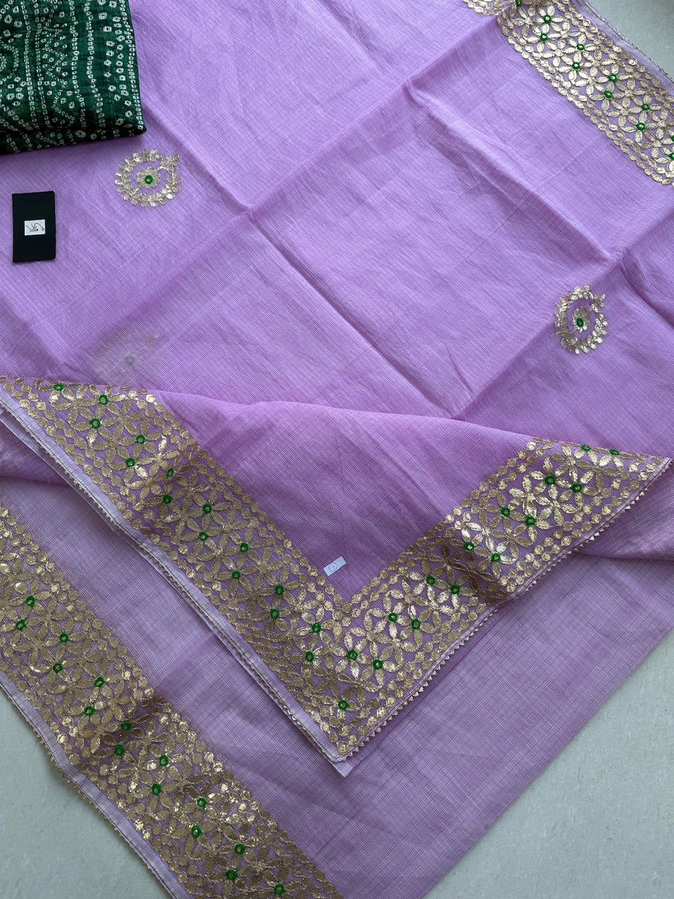 Jaipuri Gota Patti Embroidered Kota Cotton Doria Saree