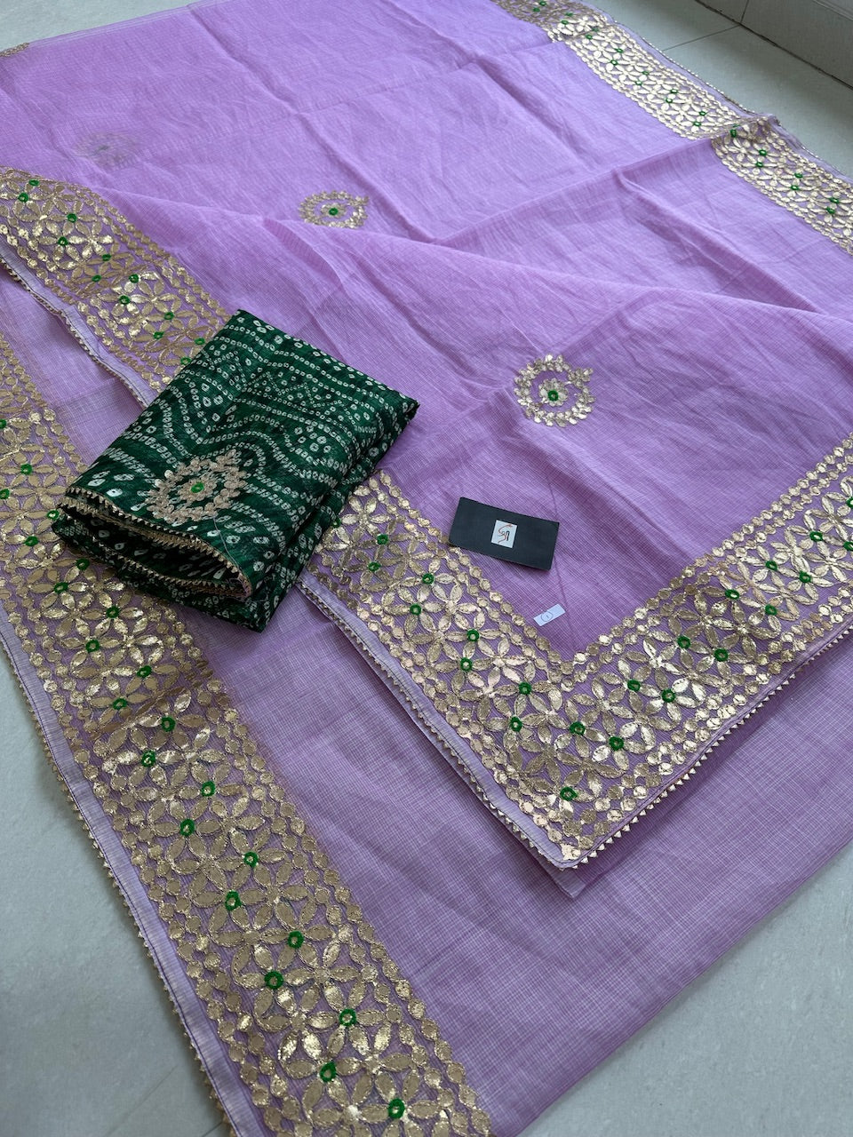 Jaipuri Gota Patti Embroidered Kota Cotton Doria Saree