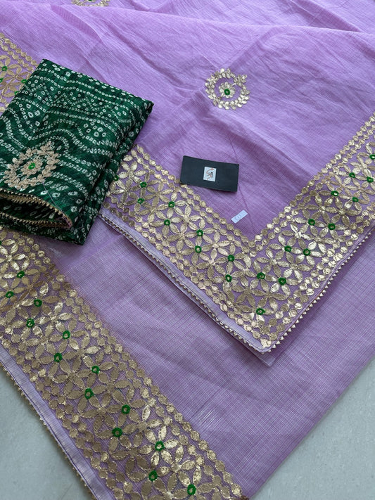 Jaipuri Gota Patti Embroidered Kota Cotton Doria Saree