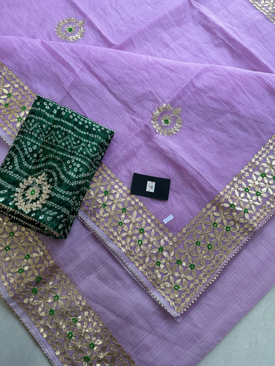 Jaipuri Gota Patti Embroidered Kota Cotton Doria Saree