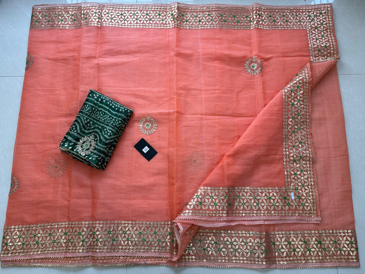 Jaipuri Gota Patti Embroidered Kota Cotton Doria Saree