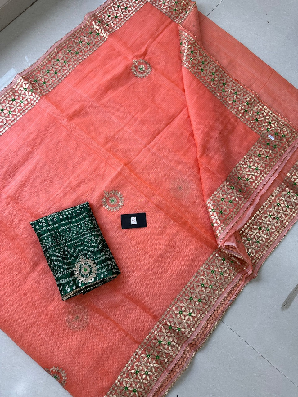 Jaipuri Gota Patti Embroidered Kota Cotton Doria Saree