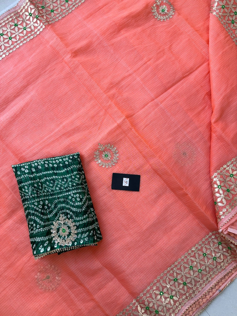 Jaipuri Gota Patti Embroidered Kota Cotton Doria Saree