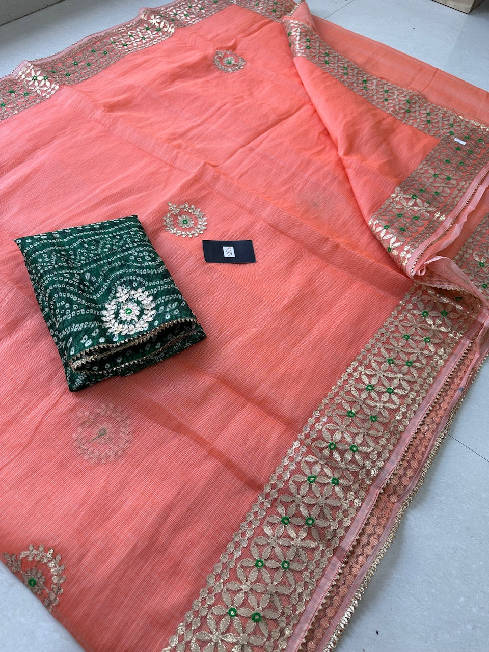 Jaipuri Gota Patti Embroidered Kota Cotton Doria Saree