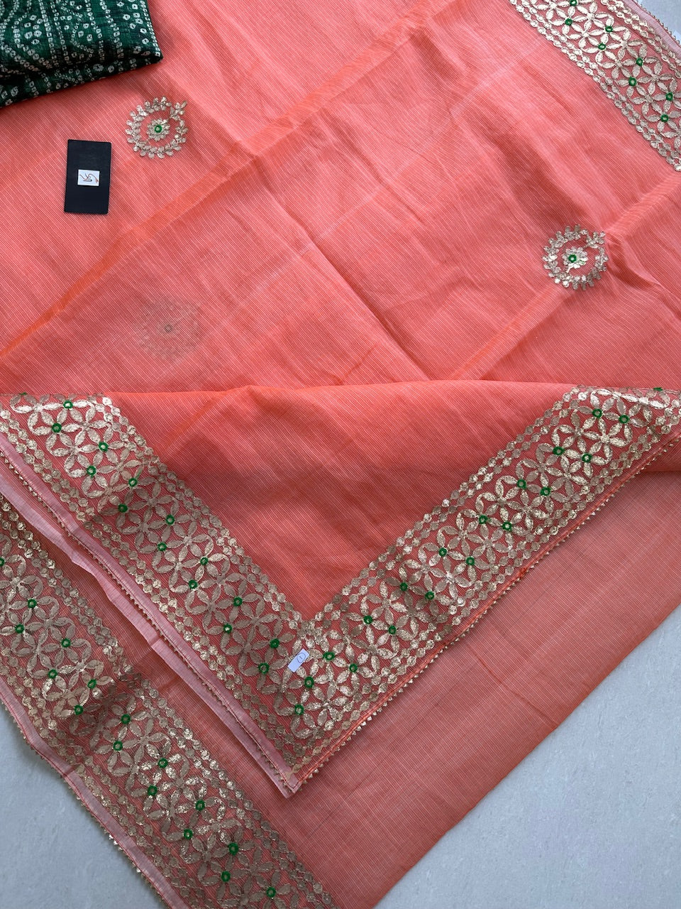 Jaipuri Gota Patti Embroidered Kota Cotton Doria Saree