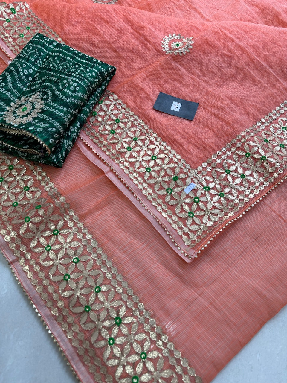 Jaipuri Gota Patti Embroidered Kota Cotton Doria Saree