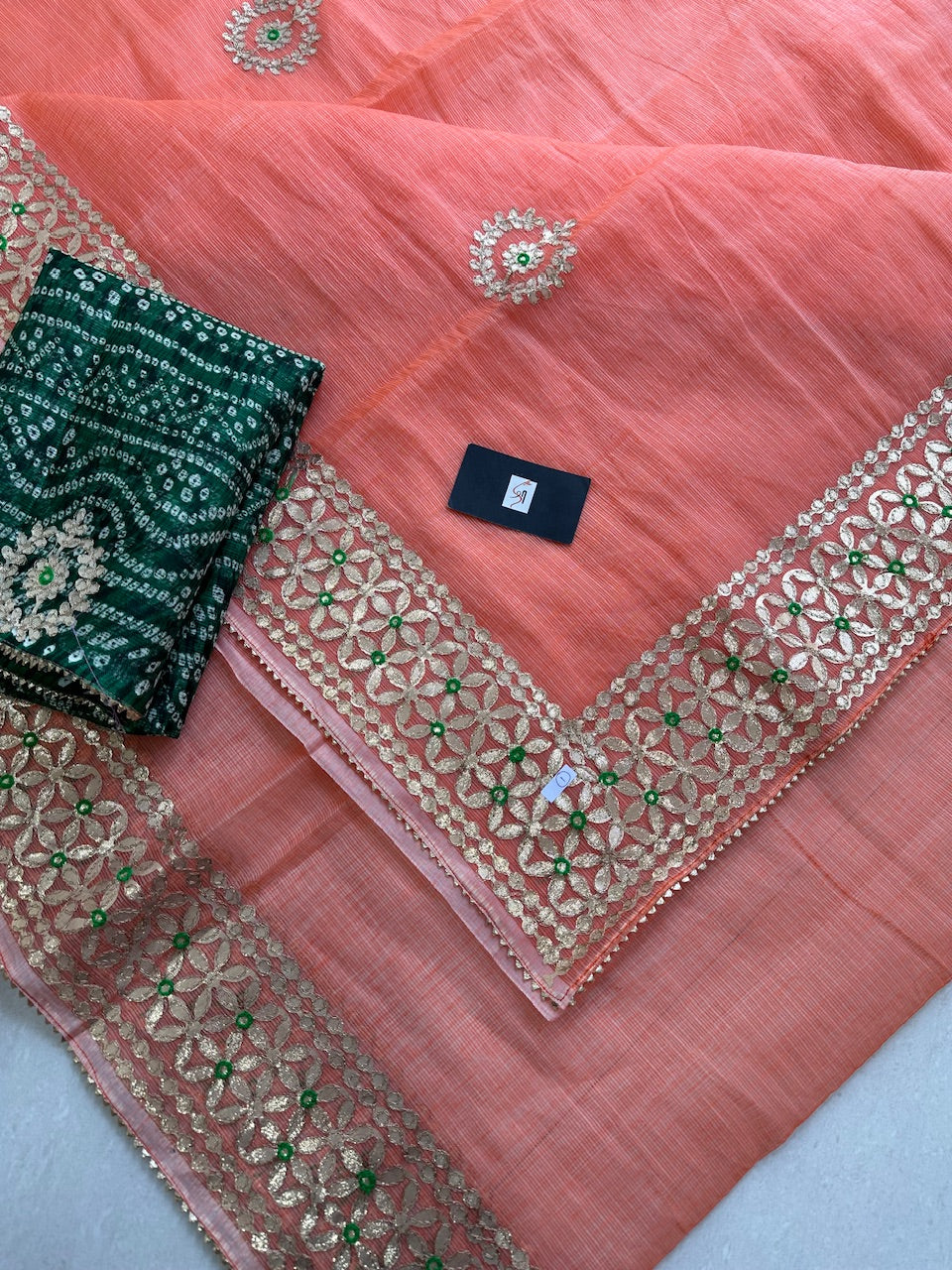 Jaipuri Gota Patti Embroidered Kota Cotton Doria Saree