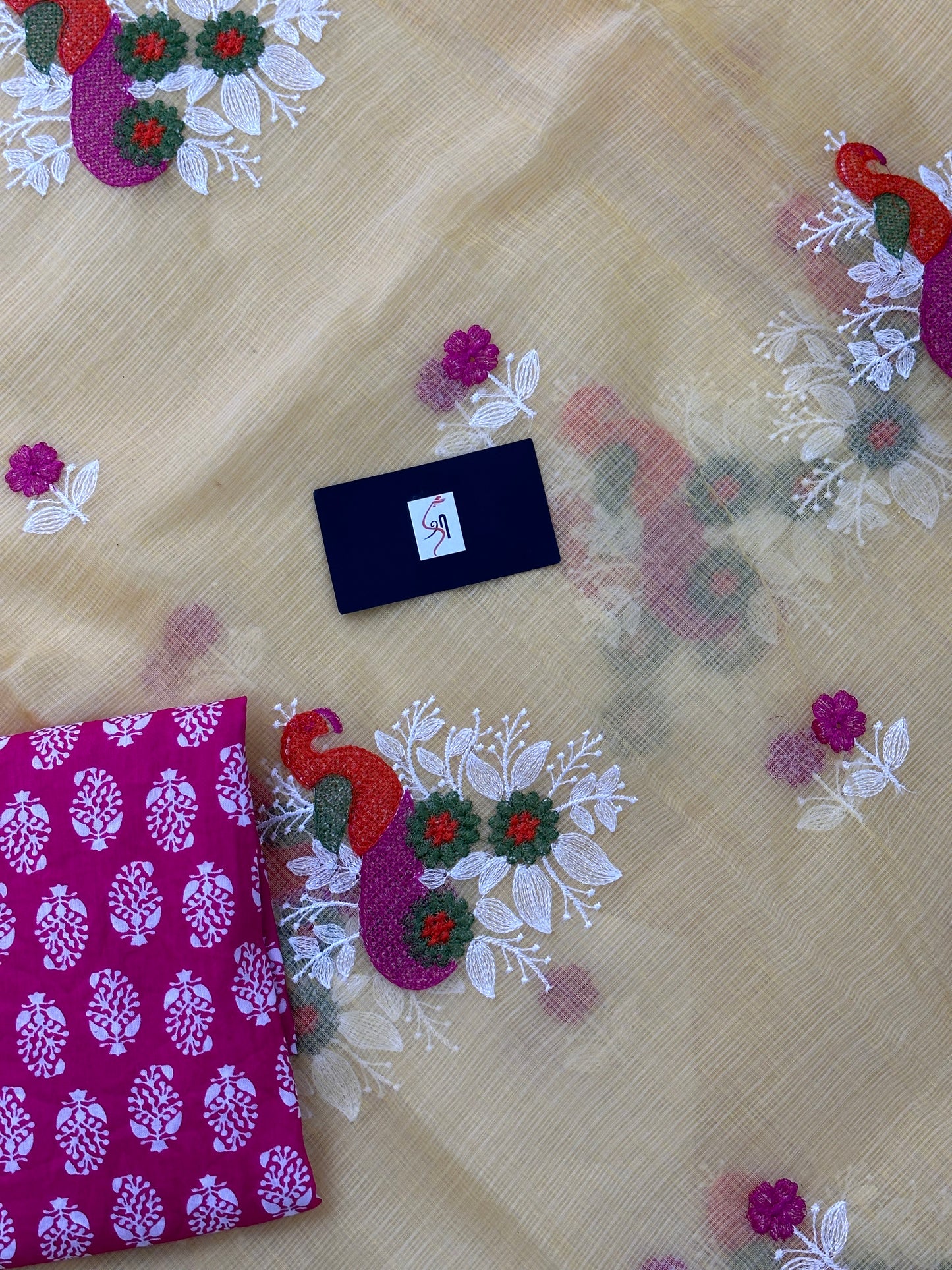 Embroidered Kota Cotton Doria Saree