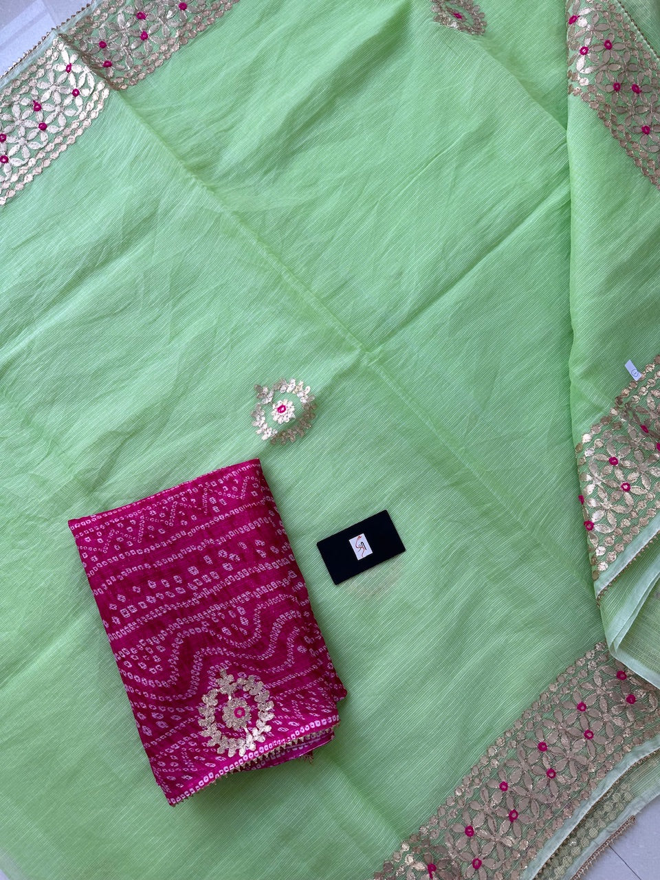 Jaipuri Gota Patti Embroidered Kota Cotton Doria Saree