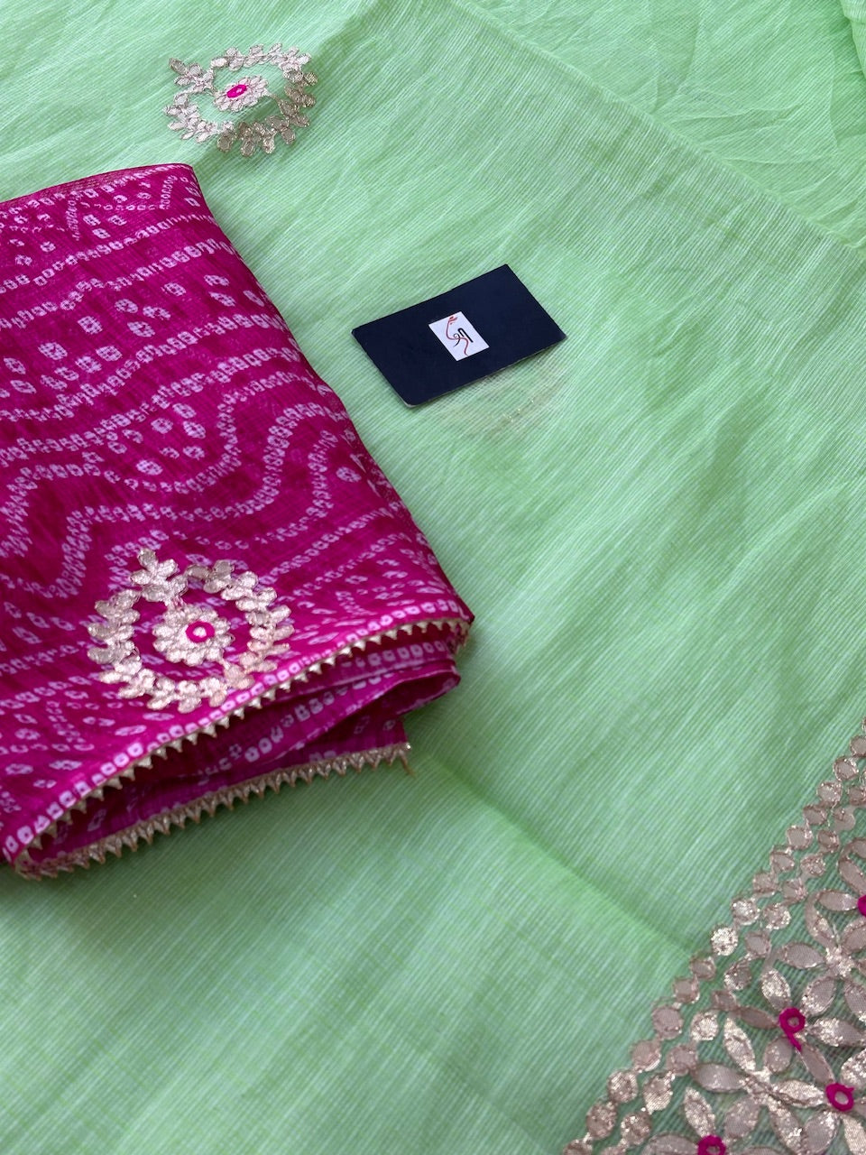 Jaipuri Gota Patti Embroidered Kota Cotton Doria Saree