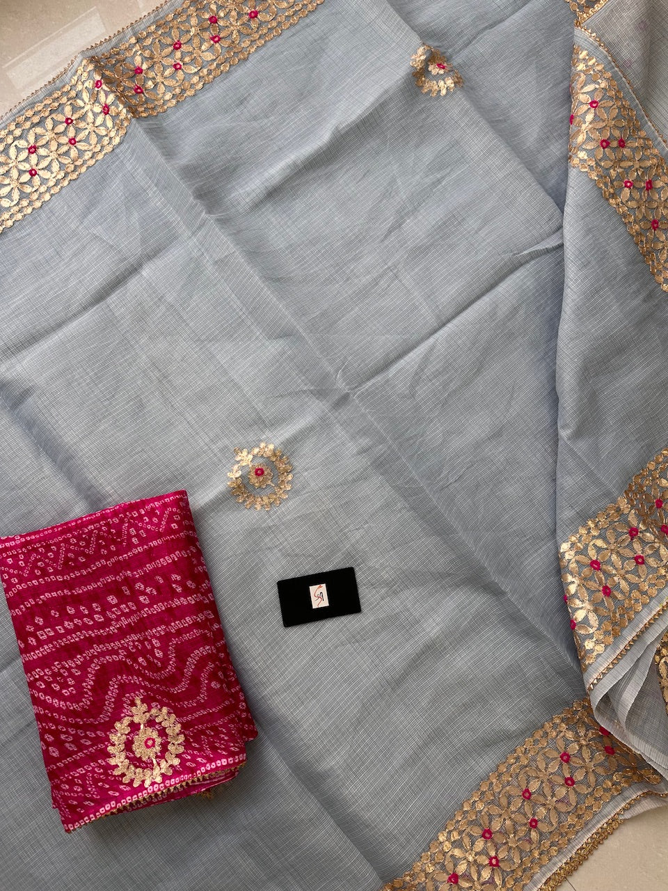 Jaipuri Gota Patti Embroidered Kota Cotton Doria Saree