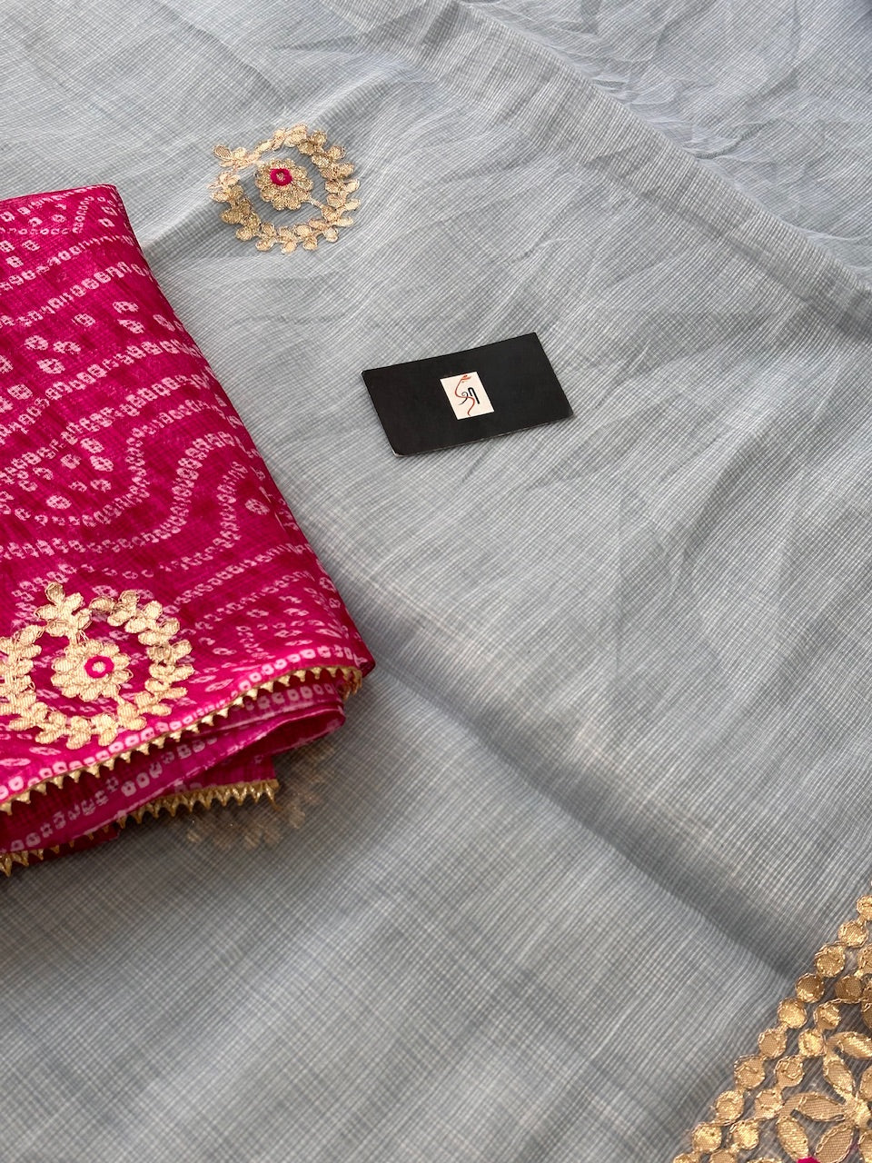 Jaipuri Gota Patti Embroidered Kota Cotton Doria Saree