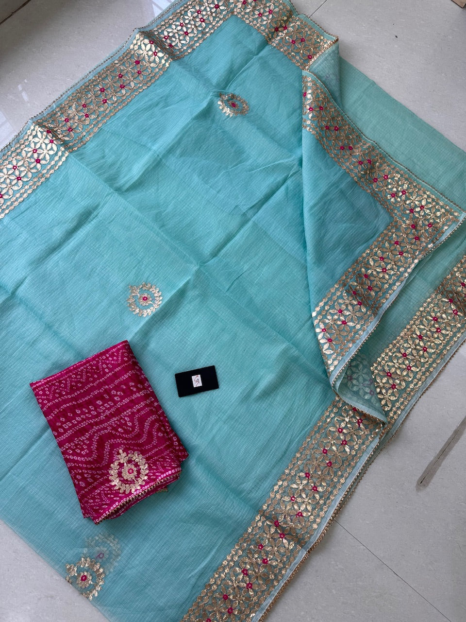 Jaipuri Gota Patti Embroidered Kota Cotton Doria Saree