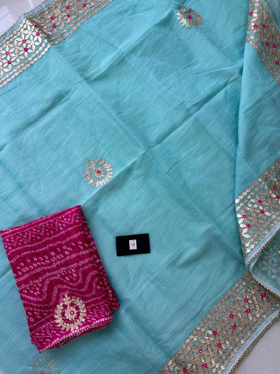 Jaipuri Gota Patti Embroidered Kota Cotton Doria Saree