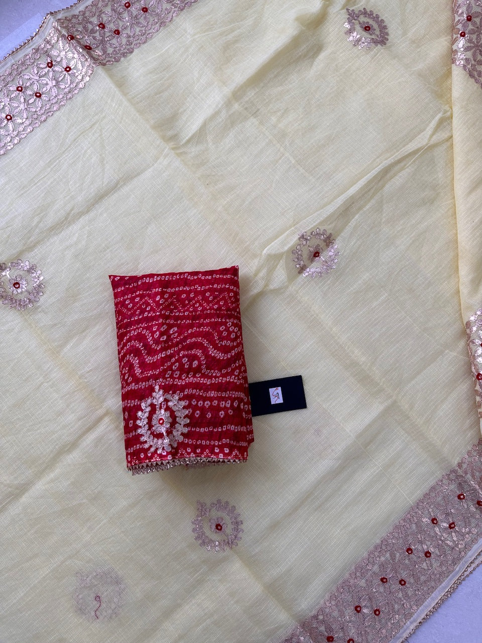 Jaipuri Gota Patti Embroidered Kota Cotton Doria Saree