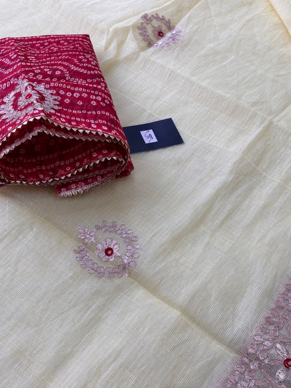 Jaipuri Gota Patti Embroidered Kota Cotton Doria Saree