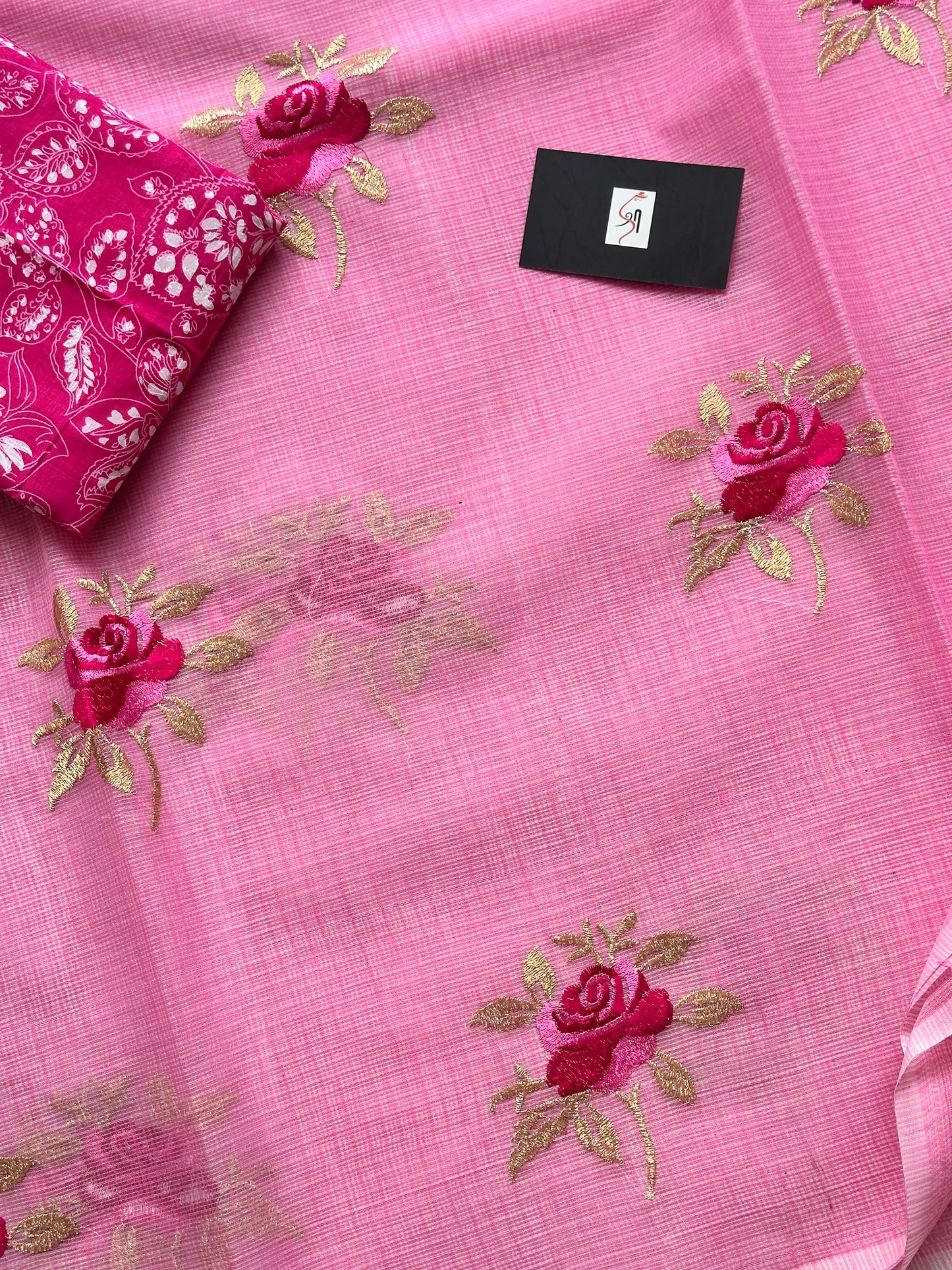 Embroidered Kota Cotton Doria Saree