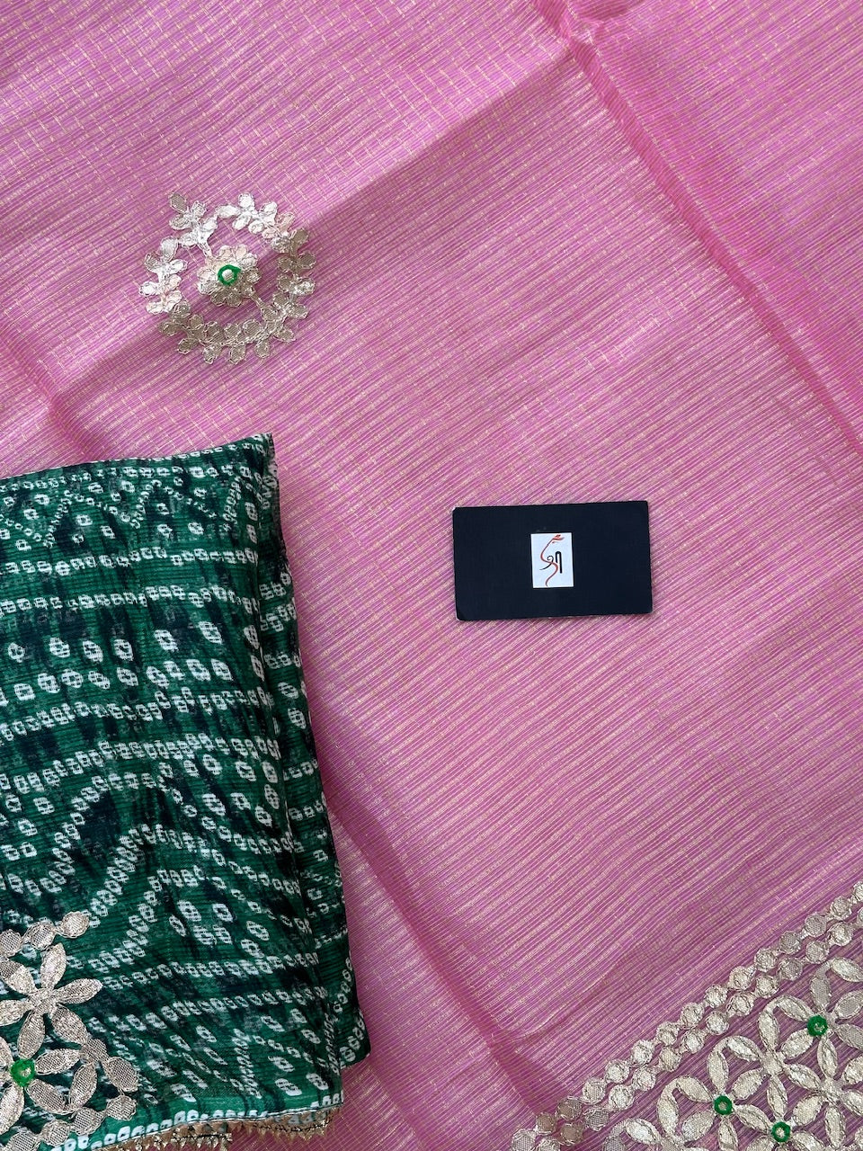 Jaipuri Gota Patti Embroidered Kota Tissue Cotton Doria Saree