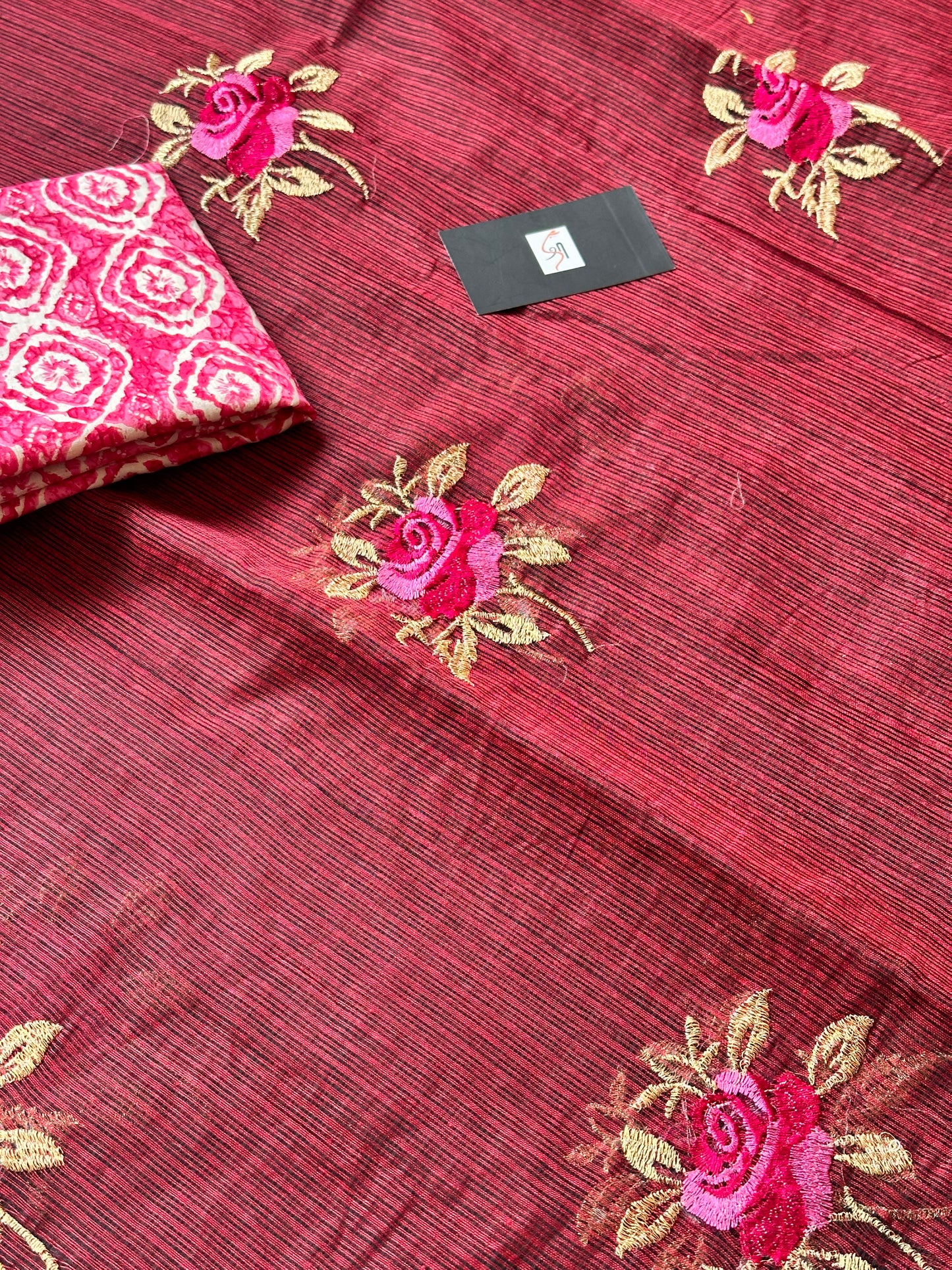 Embroidered Kota Cotton Doria Saree