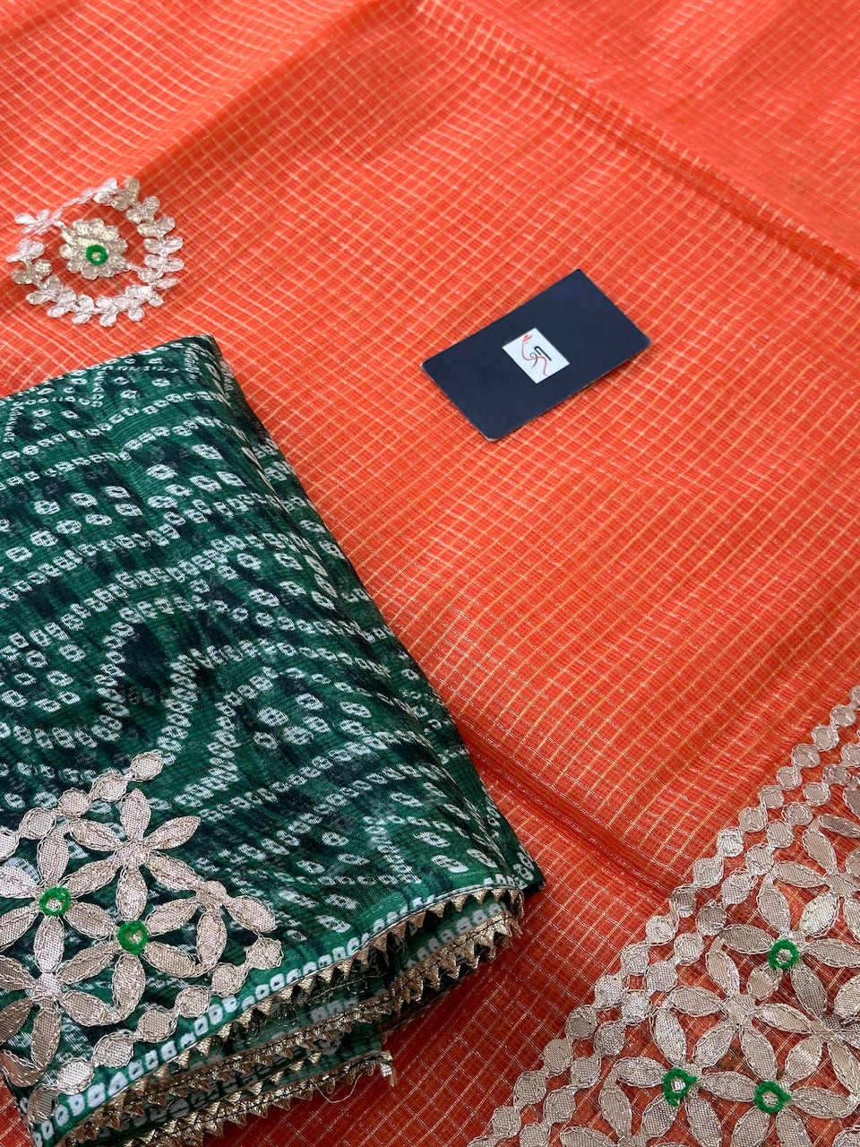 Jaipuri Gota Patti Embroidered Kota Tissue Cotton Doria Saree