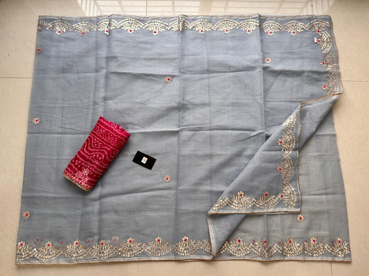 Jaipuri Gota Patti Embroidered Kota Cotton Doria Saree