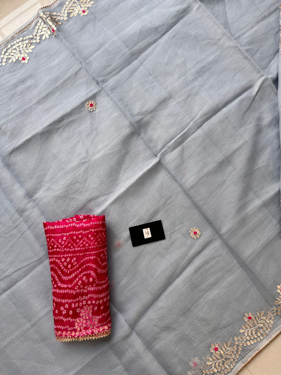 Jaipuri Gota Patti Embroidered Kota Cotton Doria Saree