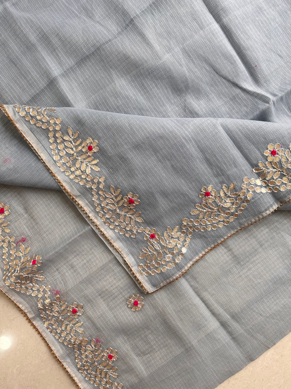 Jaipuri Gota Patti Embroidered Kota Cotton Doria Saree