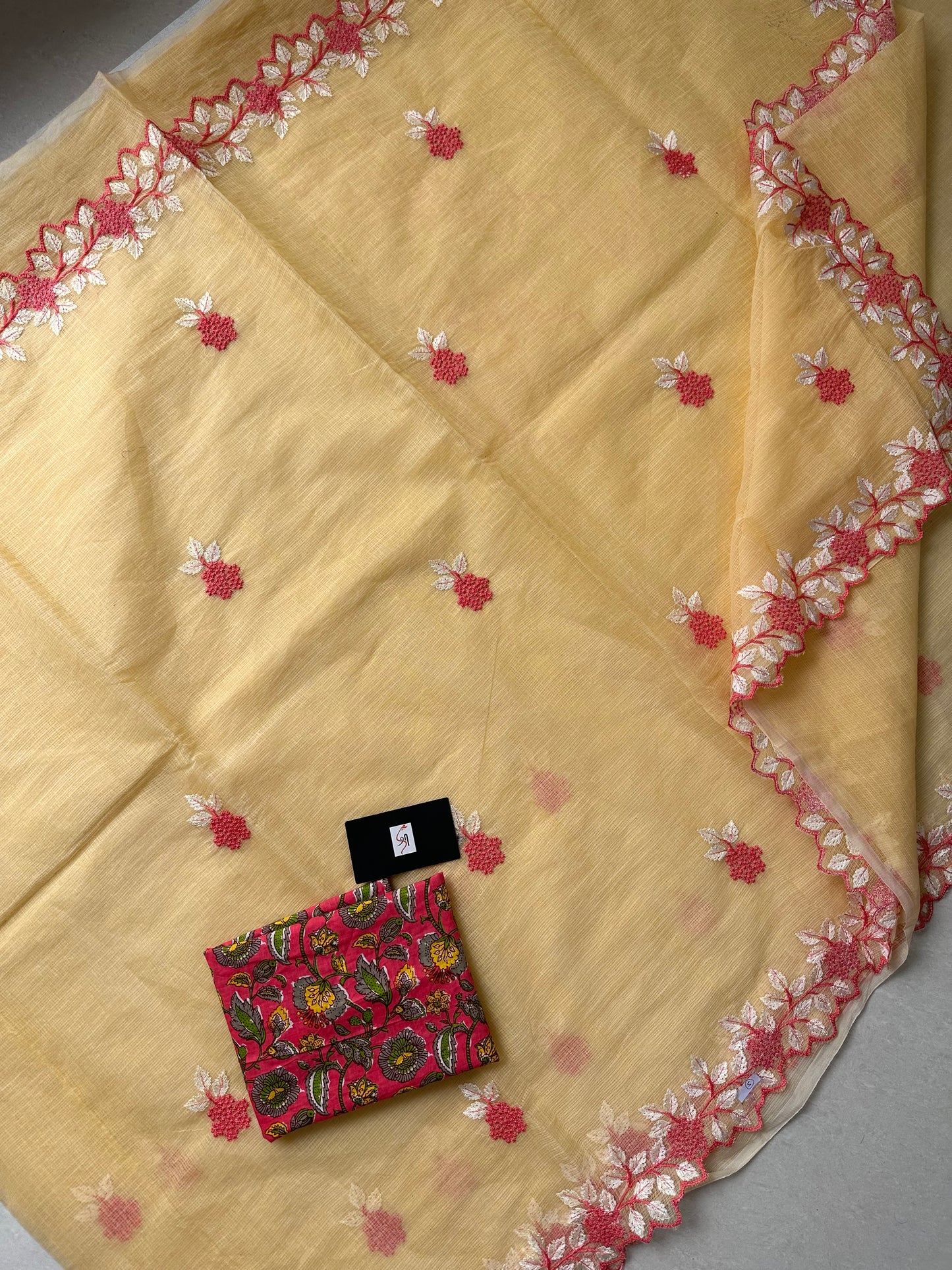 Cutwork Embroidered Kota Cotton Doria Saree