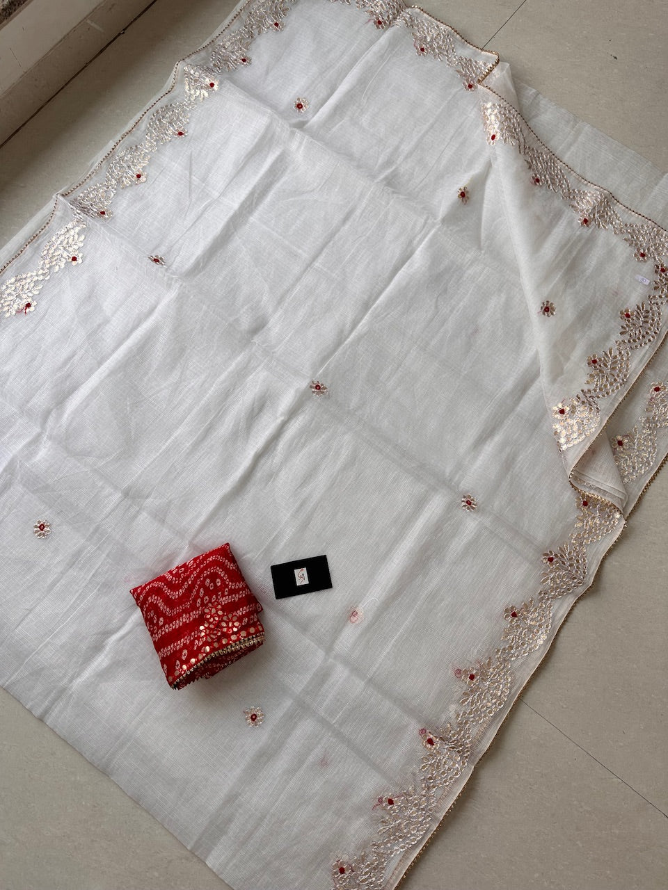 Jaipuri Gota Patti Embroidered Kota Cotton Doria Saree