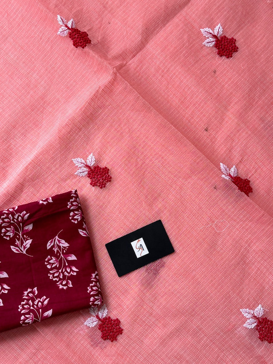 Embroidered Kota Cotton Doria Saree