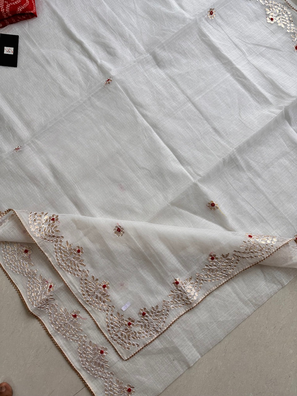 Jaipuri Gota Patti Embroidered Kota Cotton Doria Saree