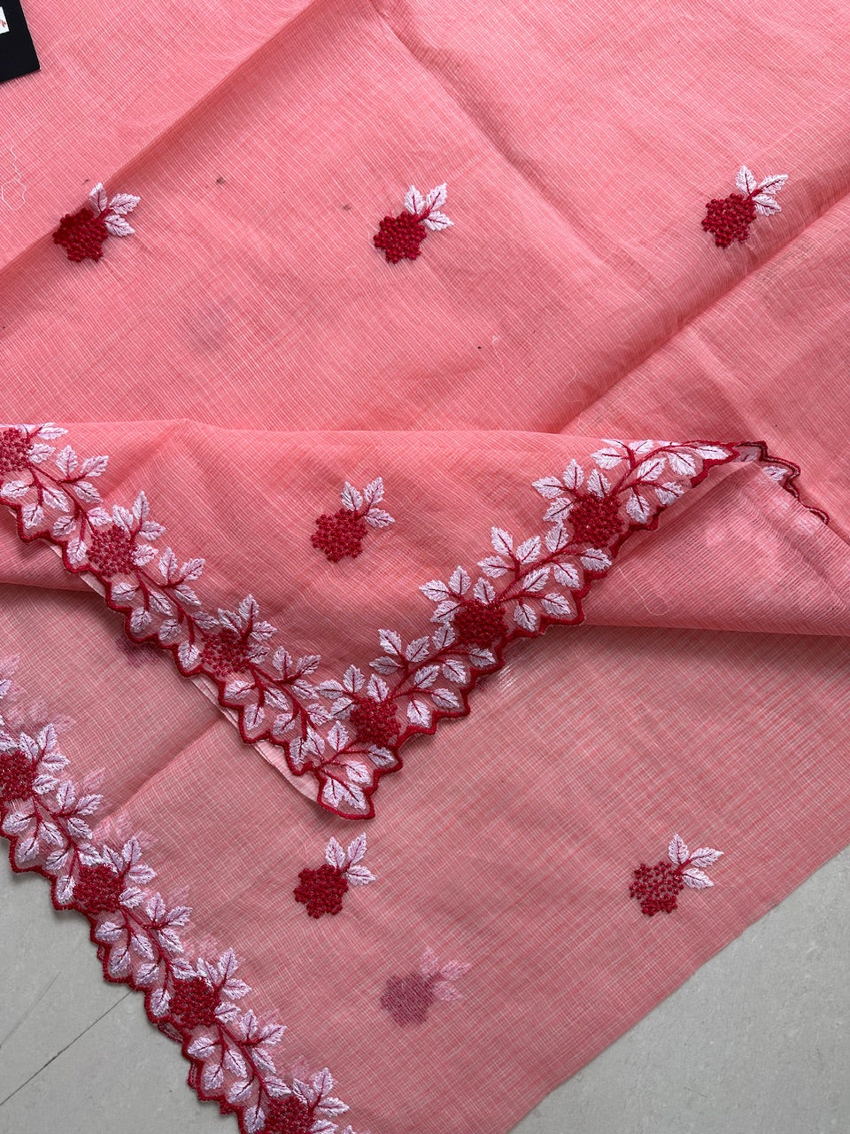 Embroidered Kota Cotton Doria Saree