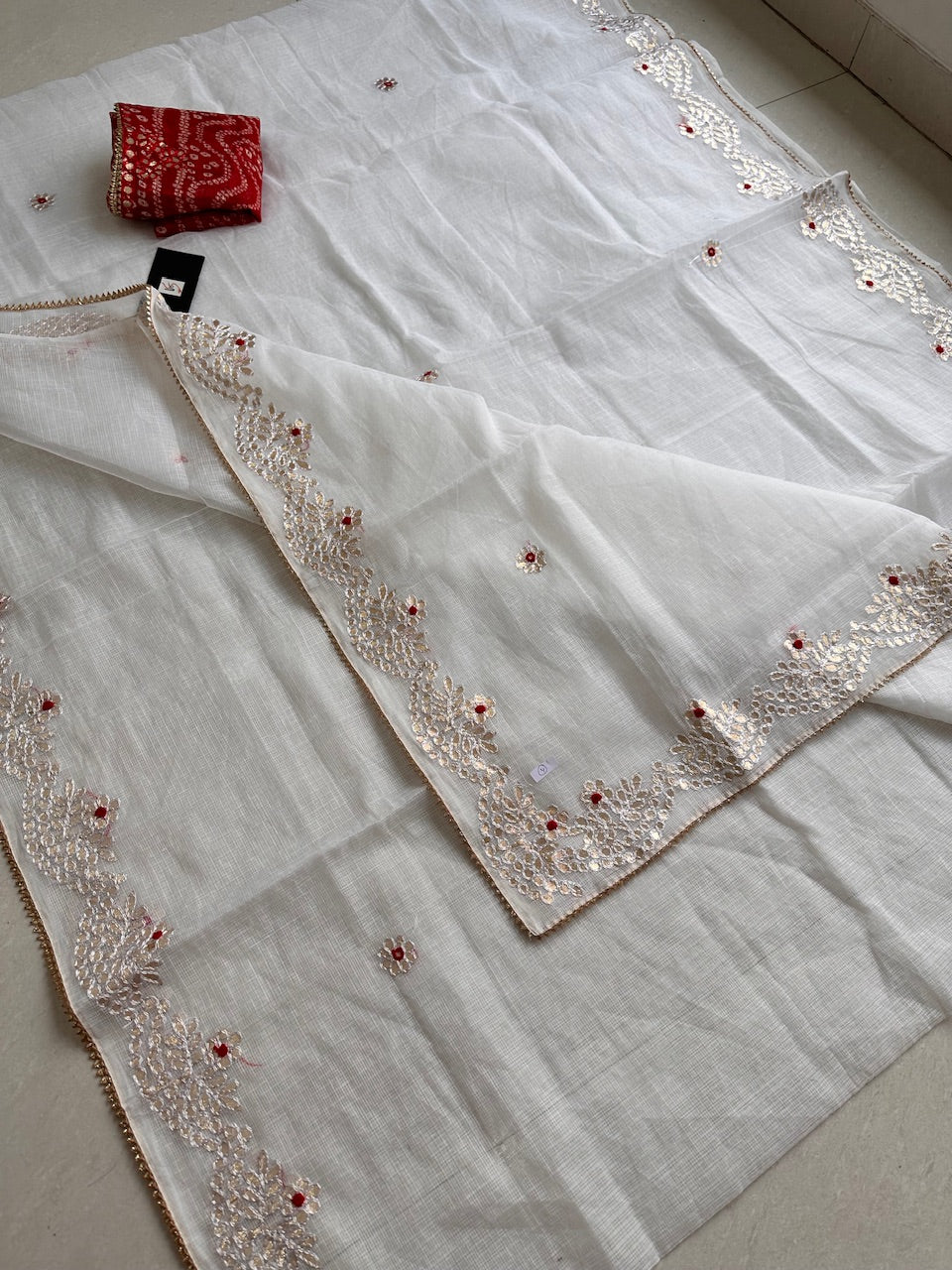 Jaipuri Gota Patti Embroidered Kota Cotton Doria Saree