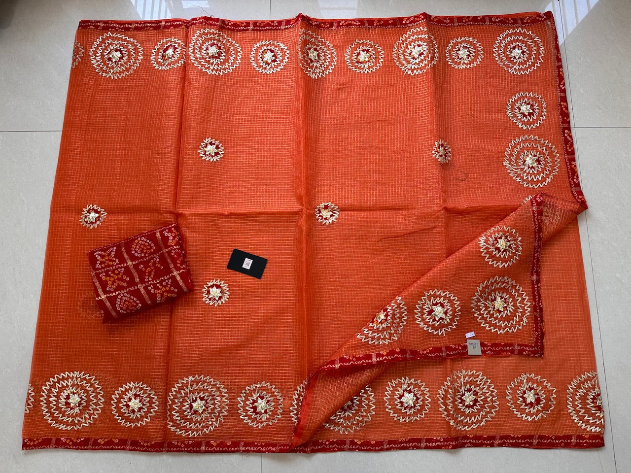 Jaipuri Gota Patti Embroidered Kota Tissue Cotton Doria Saree