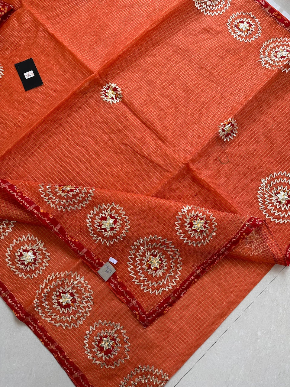 Jaipuri Gota Patti Embroidered Kota Tissue Cotton Doria Saree