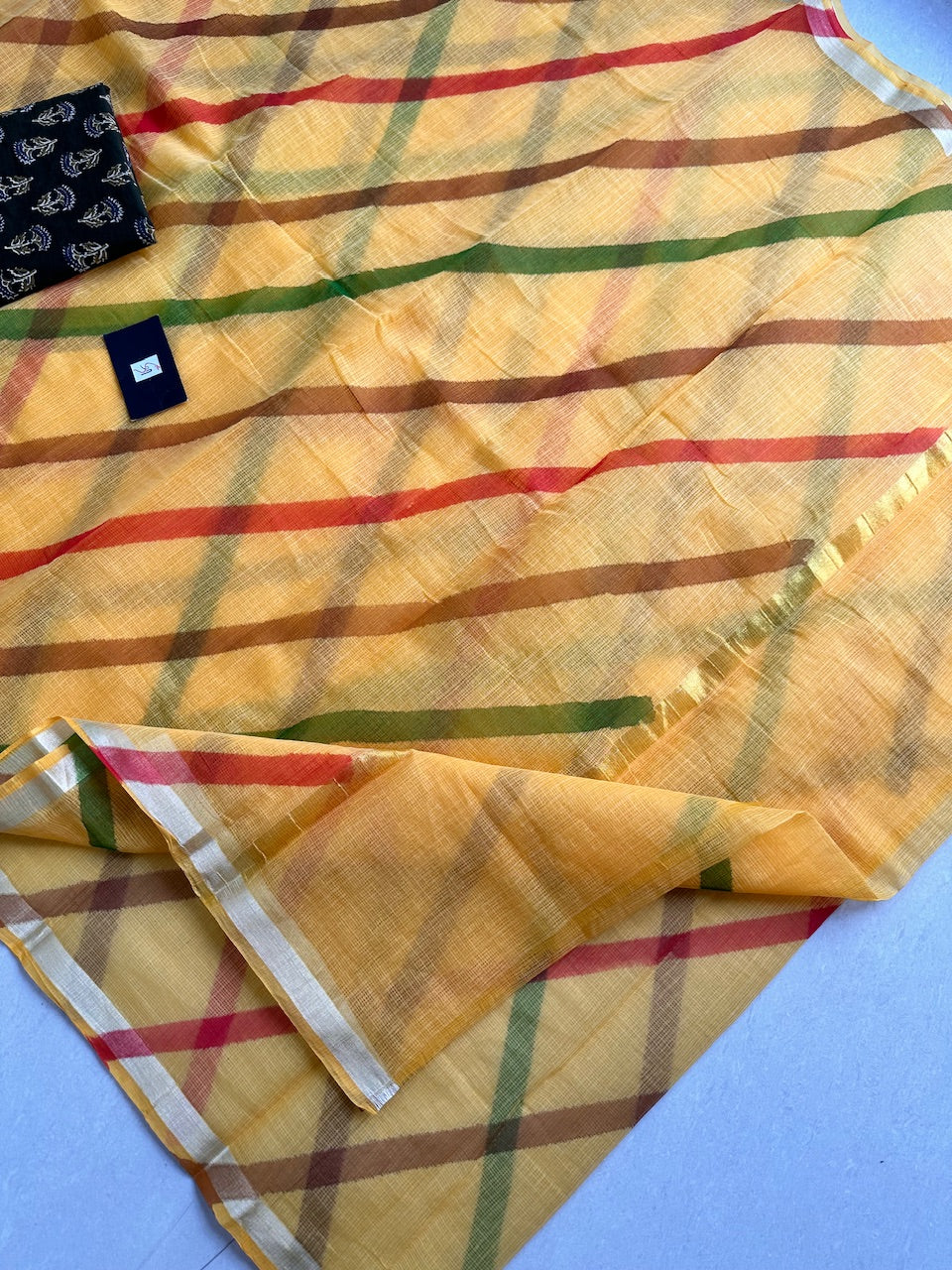 HandBlock Printed Kota Cotton Doria Saree