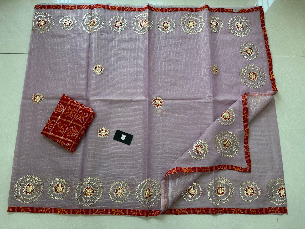 Jaipuri Gota Patti Embroidered Kota Tissue Cotton Doria Saree