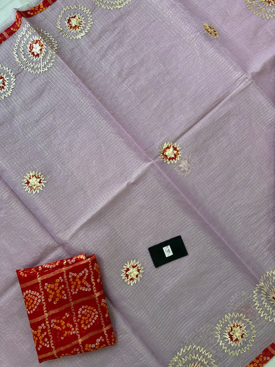 Jaipuri Gota Patti Embroidered Kota Tissue Cotton Doria Saree