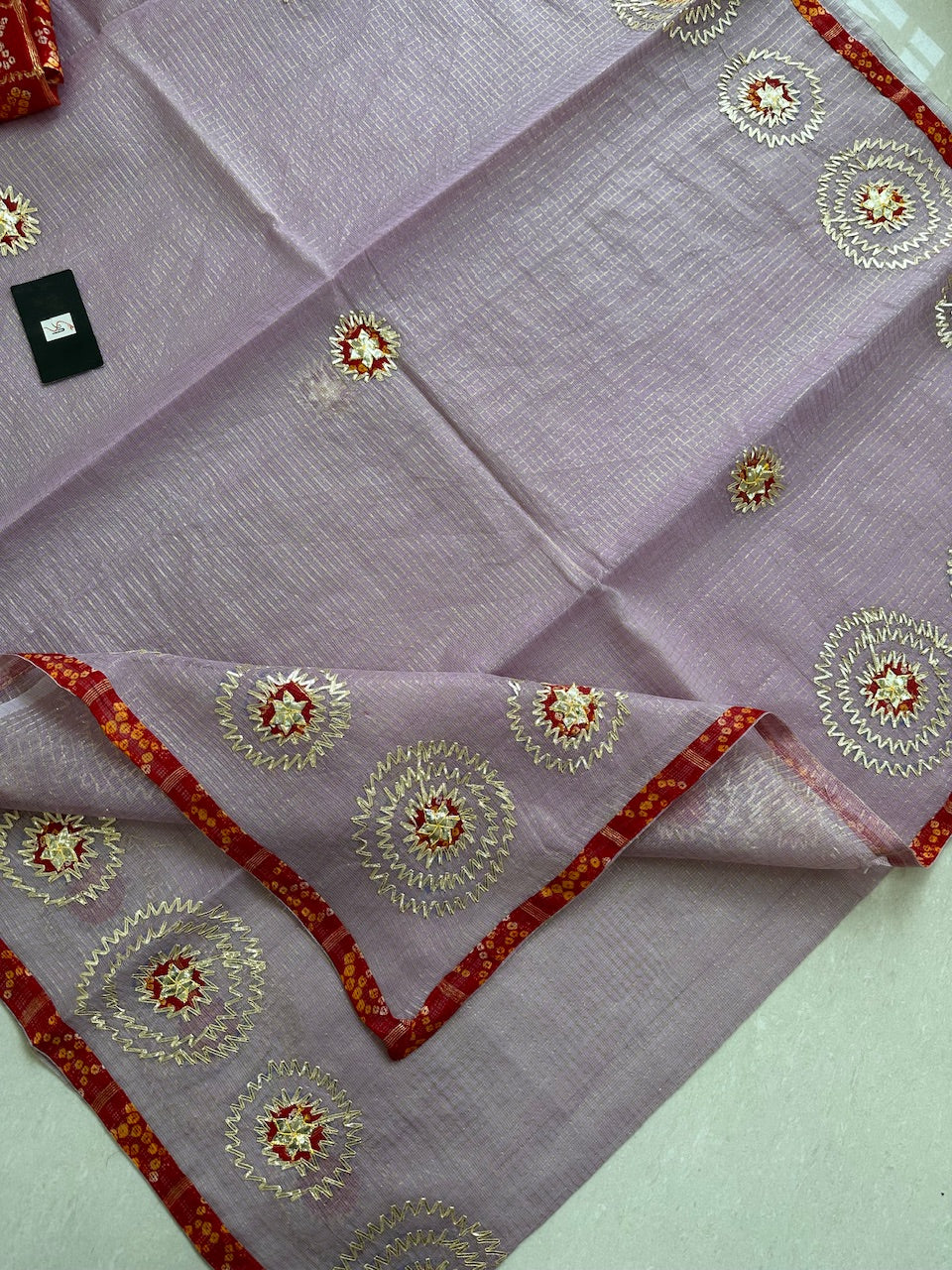 Jaipuri Gota Patti Embroidered Kota Tissue Cotton Doria Saree