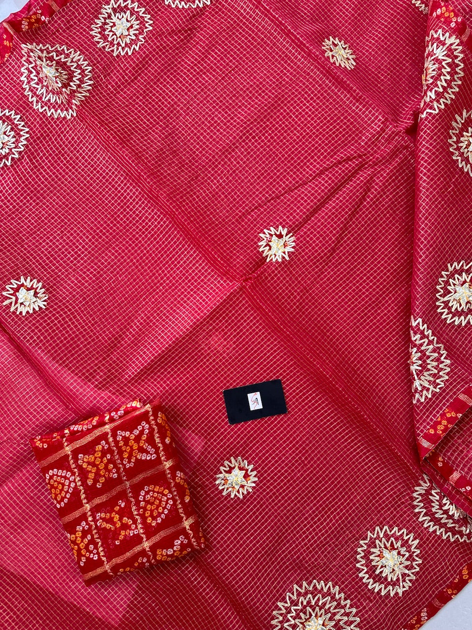 Jaipuri Gota Patti Embroidered Kota Tissue Cotton Doria Saree